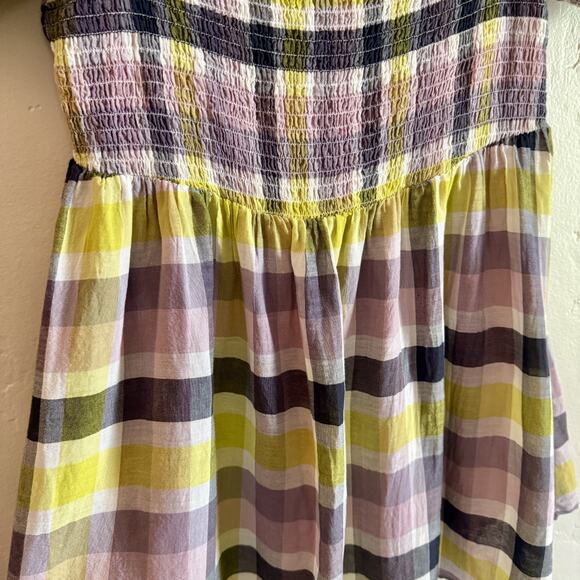 Torrid Size 1 Peplum Gauze Smocked Off-Shoulder Top - Purple Yellow Plaid - Picture 6 of 9